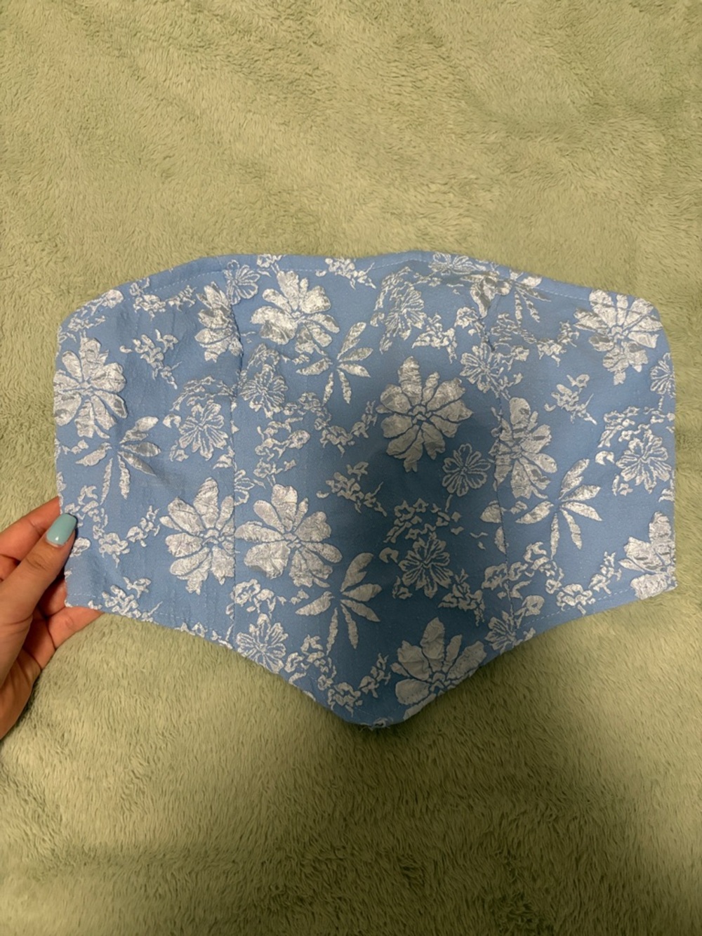 SHEIN Blue Floral Strapless Bandeau Top